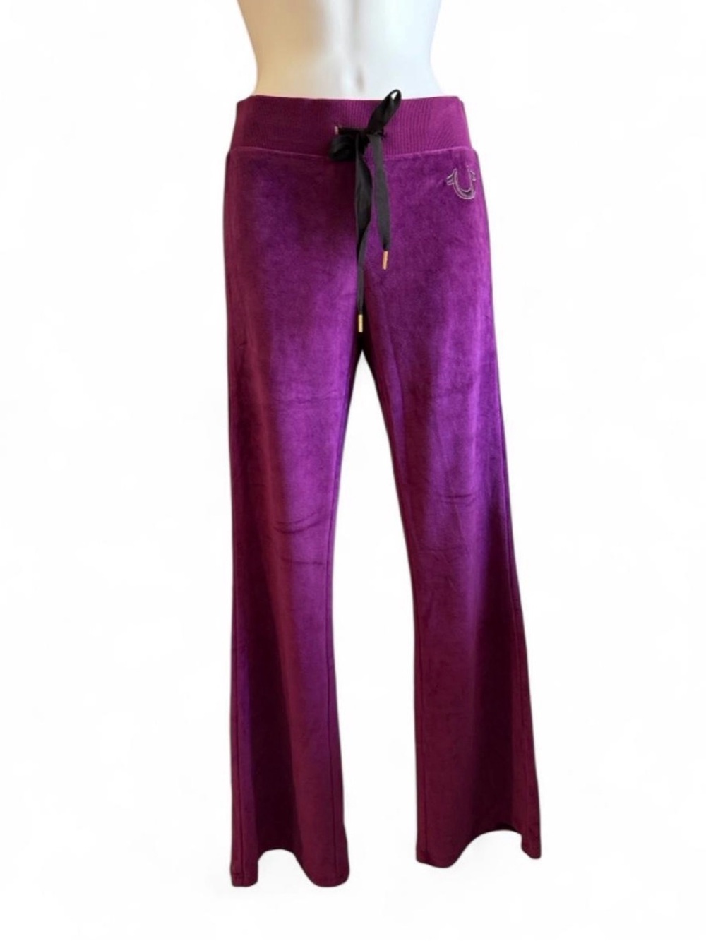 True Religion Purple Velour Wide-Leg Lounge Pants